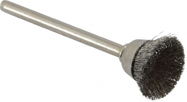 Weiler 98435 Cup Brush 5/8" Dia, 0.005" Wire Dia, Stainless Steel, Crimped