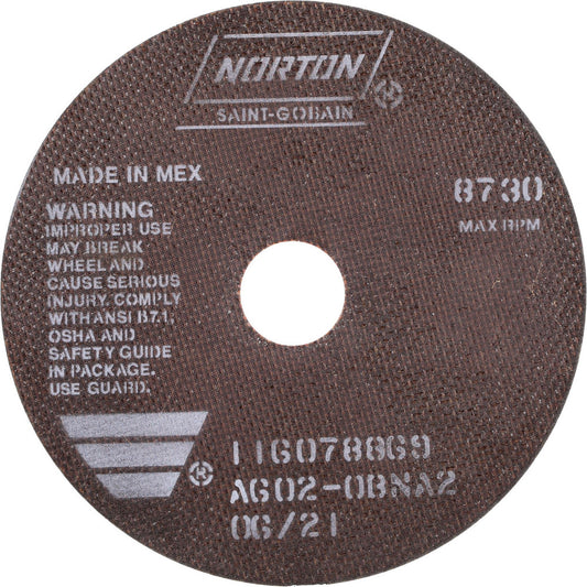 Norton 66252938796 Cutoff Wheel 7" Dia, 0.06" Thick, 1-1/4" Hole, Aluminum Oxide
