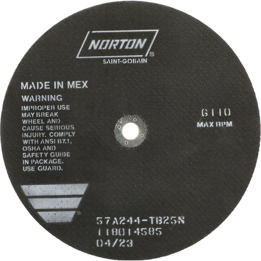 Norton 66253122826 Cut-Off Wheel 10" Dia, 1/8" Thick, 5/8" Hole, Aluminum Oxide