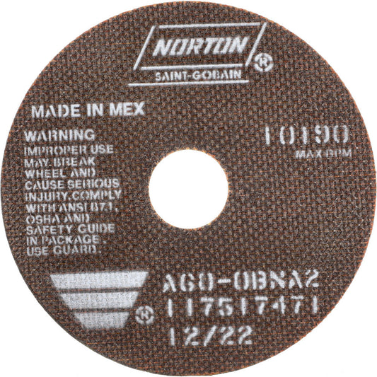 Norton 66252835165 Cutoff Wheel 6" Dia, 0.06" Thick, 1-1/4" Hole, Aluminum Oxide