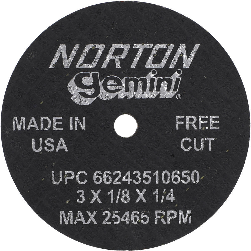 Norton 66243510650 Cut-Off Wheel 3" Dia, 1/8" Thick, 1/4" Hole, Aluminum Oxide