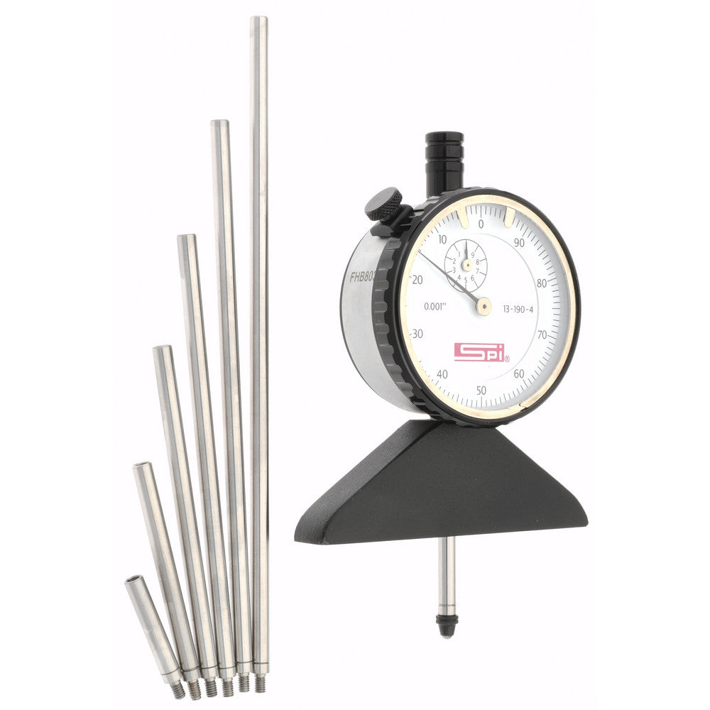 SPI 13-190-4 0 to 22 Inch Range, Steel, White Dial Depth Gage