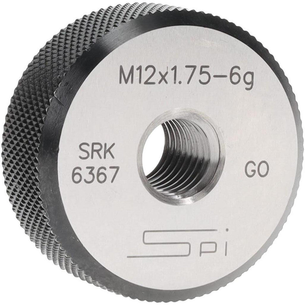 SPI 34-489-5 Threaded Ring Gage M12 x 1.75 Thread, Metric, Class 6G, Go