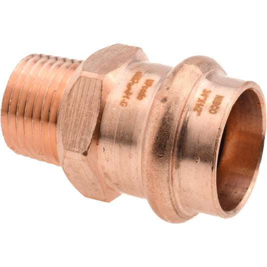 NIBCO 9031200PC Wrot Copper Pipe Adapter 3/4" x 1/2" Fitting, P x M, Press Fitting, Lead Free