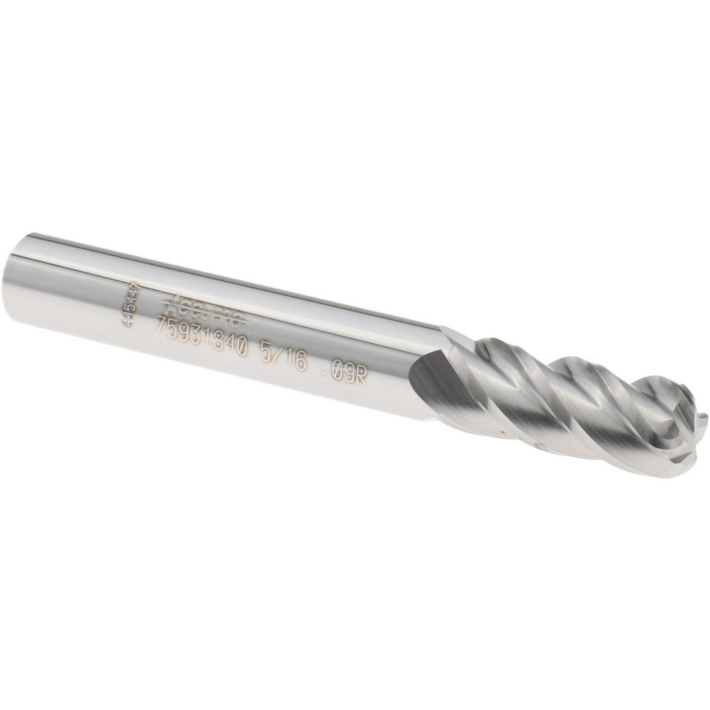 Accupro 75931840 Corner Radius End Mill 5/16" Dia, 3/4" LOC, 0.0900" Radius, 4 Flute, Solid Carbide