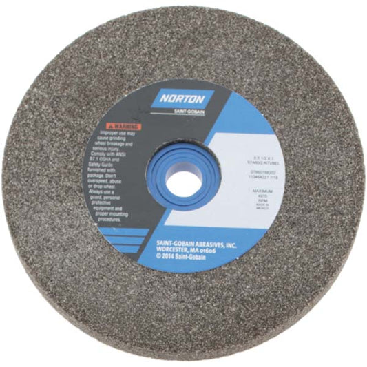 Norton 07660788202 Bench & Pedestal Grinding Wheel 5" Dia, 1/2" Thick, 1" Hole Dia, Aluminum Oxide
