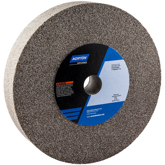 Norton 66253263055 Bench & Pedestal Grinding Wheel 12" Dia, 2" Thick, 1-1/2" Hole Dia, Aluminum Oxide