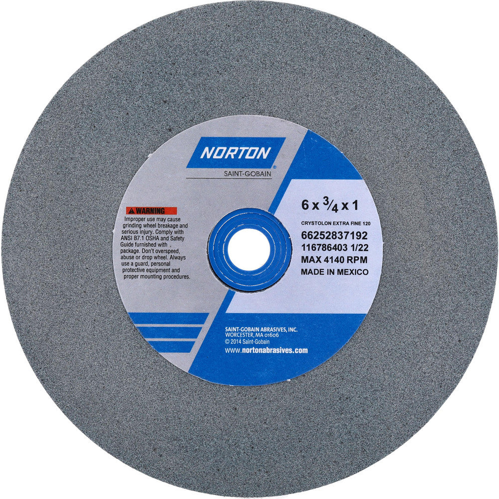 Norton 66252837192 Bench & Pedestal Grinding Wheel 6" Dia, 3/4" Thick, 1" Hole Dia, Silicon Carbide