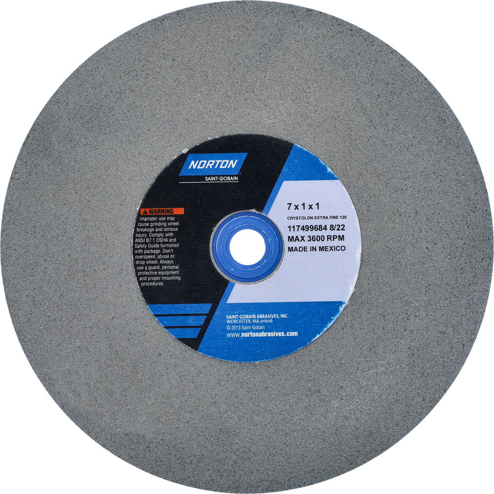 Norton 66252942302 Bench & Pedestal Grinding Wheel 7" Dia, 1" Thick, 1" Hole Dia, Silicon Carbide