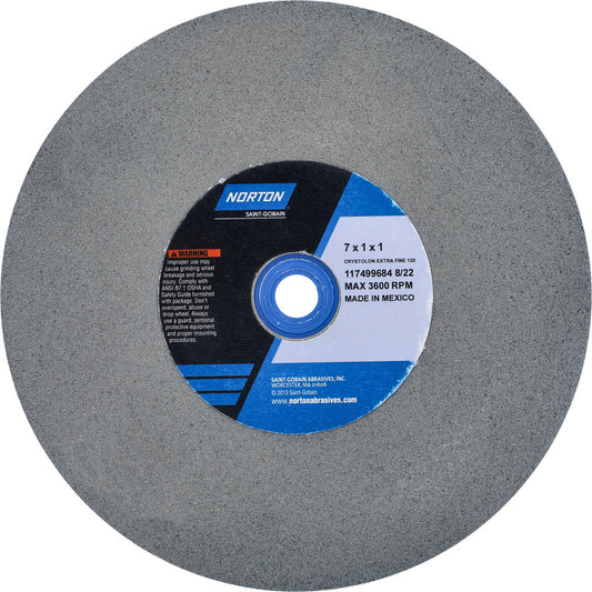 Norton 66252942302 Bench & Pedestal Grinding Wheel 7" Dia, 1" Thick, 1" Hole Dia, Silicon Carbide