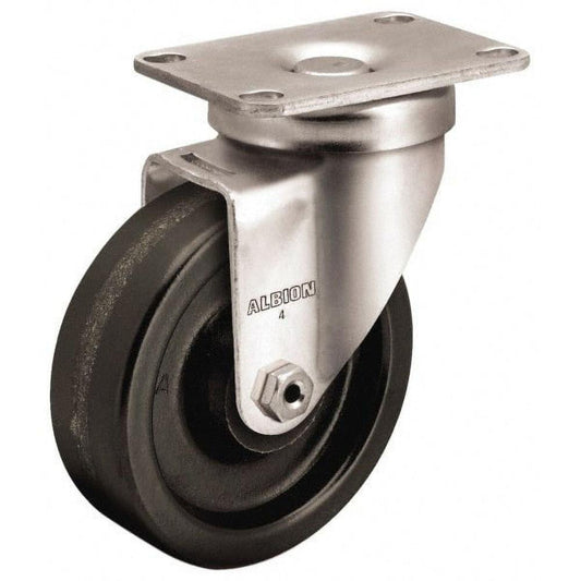 Albion 02TM04041S Swivel Top Plate Caster Phenolic, 4" Wheel Dia, 1-1/4" Wheel Width, 350 lb Capacity, 5-1/8" OAH