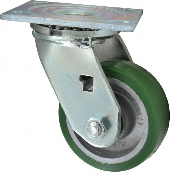 Albion 16PD04101S Swivel Top Plate Caster Polyurethane, 4" Wheel Dia, 1-1/2" Wheel Width, 600 lb Capacity, 5-5/8" OAH