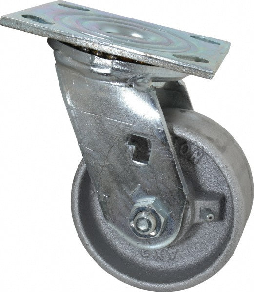 Albion 16CA04201S Swivel Top Plate Caster Cast Iron, 4" Wheel Dia, 2" Wheel Width, 700 lb Capacity, 5-5/8" OAH