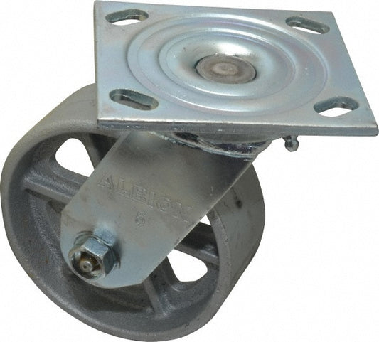 Albion 16CA05201S Swivel Top Plate Caster Cast Iron, 5" Wheel Dia, 2" Wheel Width, 1,000 lb Capacity, 6-1/2" OAH