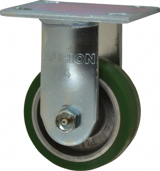 Albion 16PD04101R Rigid Top Plate Caster Polyurethane, 4" Wheel Dia, 1-1/2" Wheel Width, 600 lb Capacity, 5-5/8" OAH