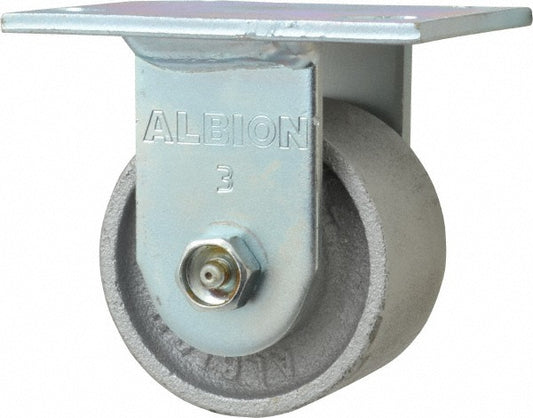 Albion 16CA03201R Rigid Top Plate Caster Cast Iron, 3-1/4" Wheel Dia, 2" Wheel Width, 700 lb Capacity, 4-1/4" OAH