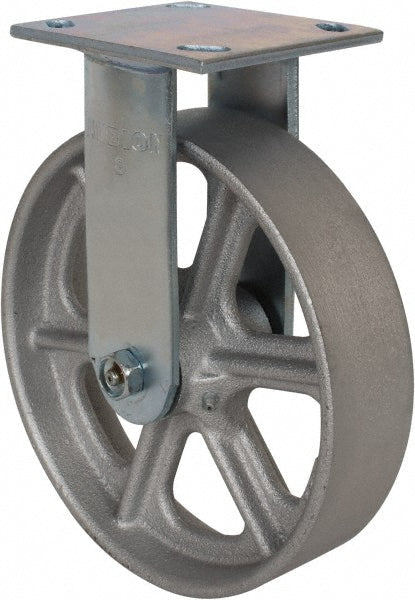 Albion 16CA08201R Rigid Top Plate Caster Cast Iron, 8" Wheel Dia, 2" Wheel Width, 900 lb Capacity, 9-1/2" OAH