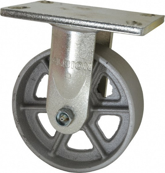 Albion 72CA06201R Rigid Top Plate Caster Cast Iron, 6" Wheel Dia, 2" Wheel Width, 1,200 lb Capacity, 7-1/2" OAH