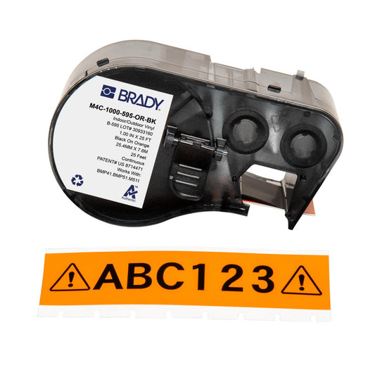 Brady 170835 Labels, Ribbons & Tapes Application Label Printer Cartridge  Type Label Printer Cartridge  Color Family Orange  Color Black on Orange  For Use With BMP41 BMP51 BMP53 M511  Width (Inch) 1