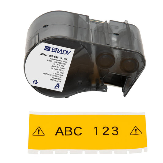 Brady 170946 Labels, Ribbons & Tapes Application Label Printer Cartridge  Type Label Printer Cartridge  Color Family Yellow  Color Black on Yellow  For Use With BMP51 BMP53 M511  Width (Inch) 1-1/2