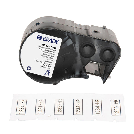 Brady 170853 Labels, Ribbons & Tapes Application Heat Shrink Labels  Type Heat Shrink Labels  Color Family White  Color Black on White  Number Of Labels Per Roll 80  Label Diameter (Inch) 3/16