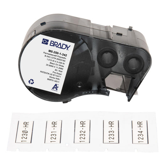 Brady 170854 Labels, Ribbons & Tapes Application Heat Shrink Labels  Type Heat Shrink Labels  Color Family White  Color Black on White  Number Of Labels Per Roll 80  Label Diameter (Inch) 1/4