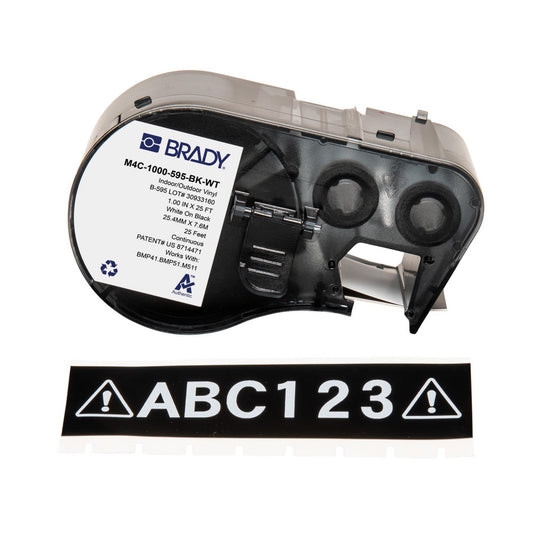 Brady 170841 Labels, Ribbons & Tapes Application Label Printer Cartridge  Type Label Printer Cartridge  Color Family Black  Color White on Black  For Use With BMP41 BMP51 BMP53 M511  Width (Inch) 1