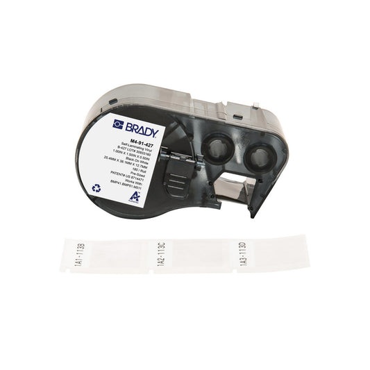Brady 170743 Labels, Ribbons & Tapes Application Self-Laminating Labels  Type Self-Laminating Labels  Color Family White  Color Black on White, Clear  Number Of Labels Per Roll 180  For Use With BMP41 BMP51 BMP53 M511