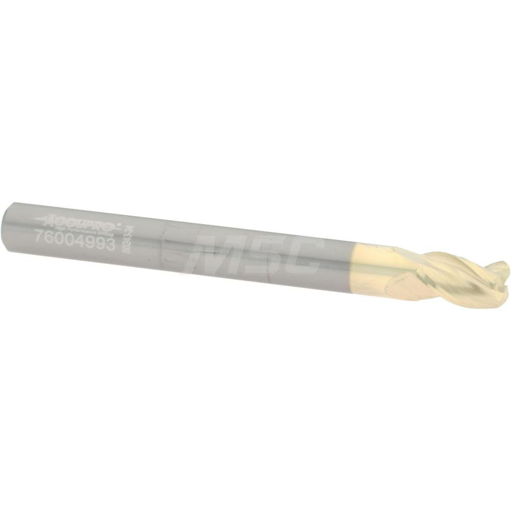 Accupro 314564 Corner Radius End Mill 1/4" Dia, 3/8" LOC, 0.0600" Radius, 3 Flute, Solid Carbide
