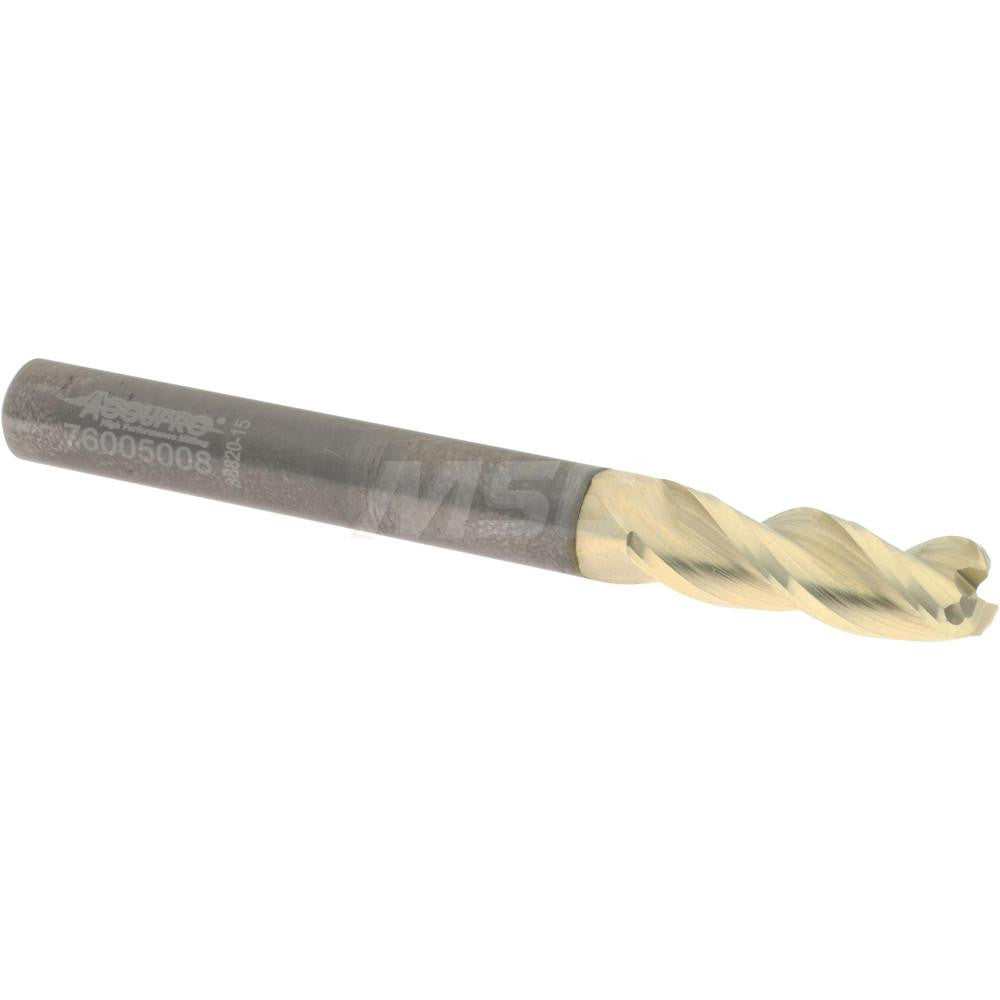 Accupro 314598 Corner Radius End Mill 1/4" Dia, 3/4" LOC, 0.0600" Radius, 3 Flute, Solid Carbide