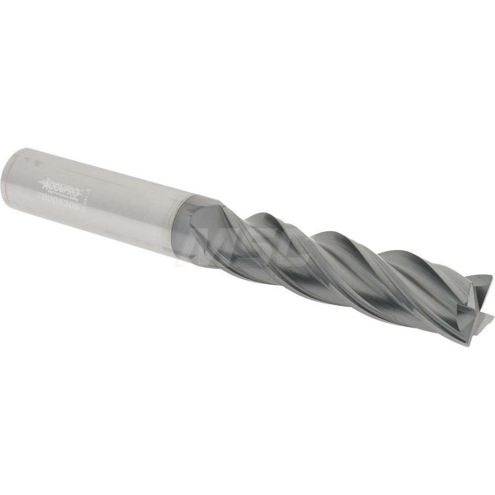 Accupro 95168629 Corner Radius End Mill 1/2" Dia, 2" LOC, 0.0150" Radius, 4 Flute, Solid Carbide