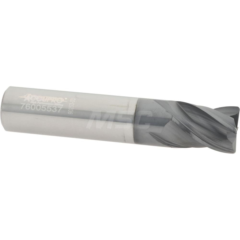 Accupro 95168286 Corner Radius End Mill 1/2" Dia, 5/8" LOC, 0.0300" Radius, 4 Flute, Solid Carbide