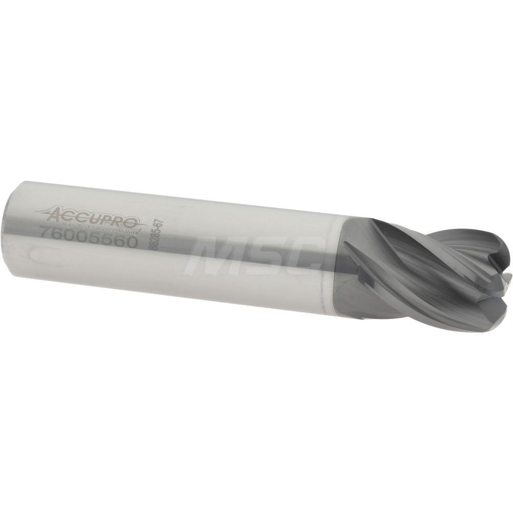 Accupro 95168429 Corner Radius End Mill 1/2" Dia, 5/8" LOC, 0.1200" Radius, 4 Flute, Solid Carbide