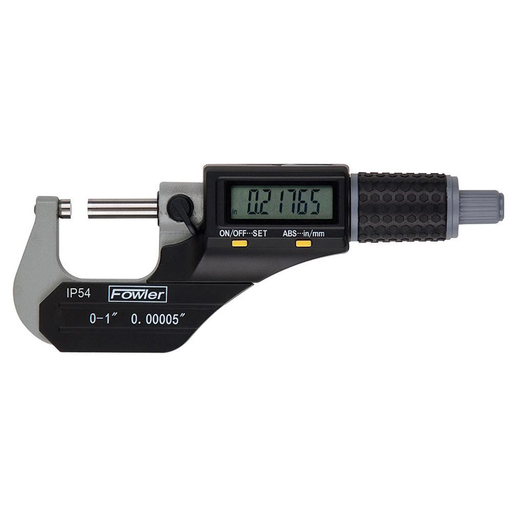 Fowler 54-860-001-1 Electronic Outside Micrometer 1" Max, Solid Carbide Face, IP54