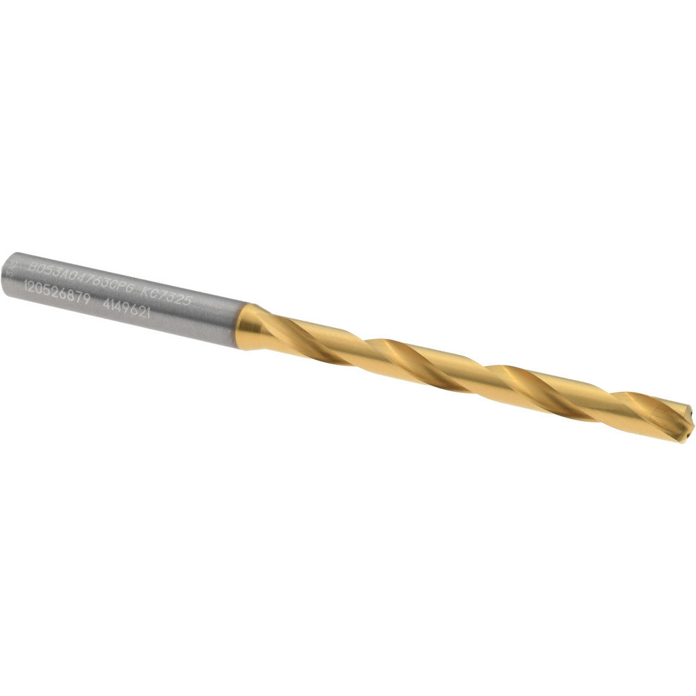 Kennametal 4149621 Taper Length Drill Bit Series B053A-CPG, 3/16" Dia, 140 &deg Point, Solid Carbide