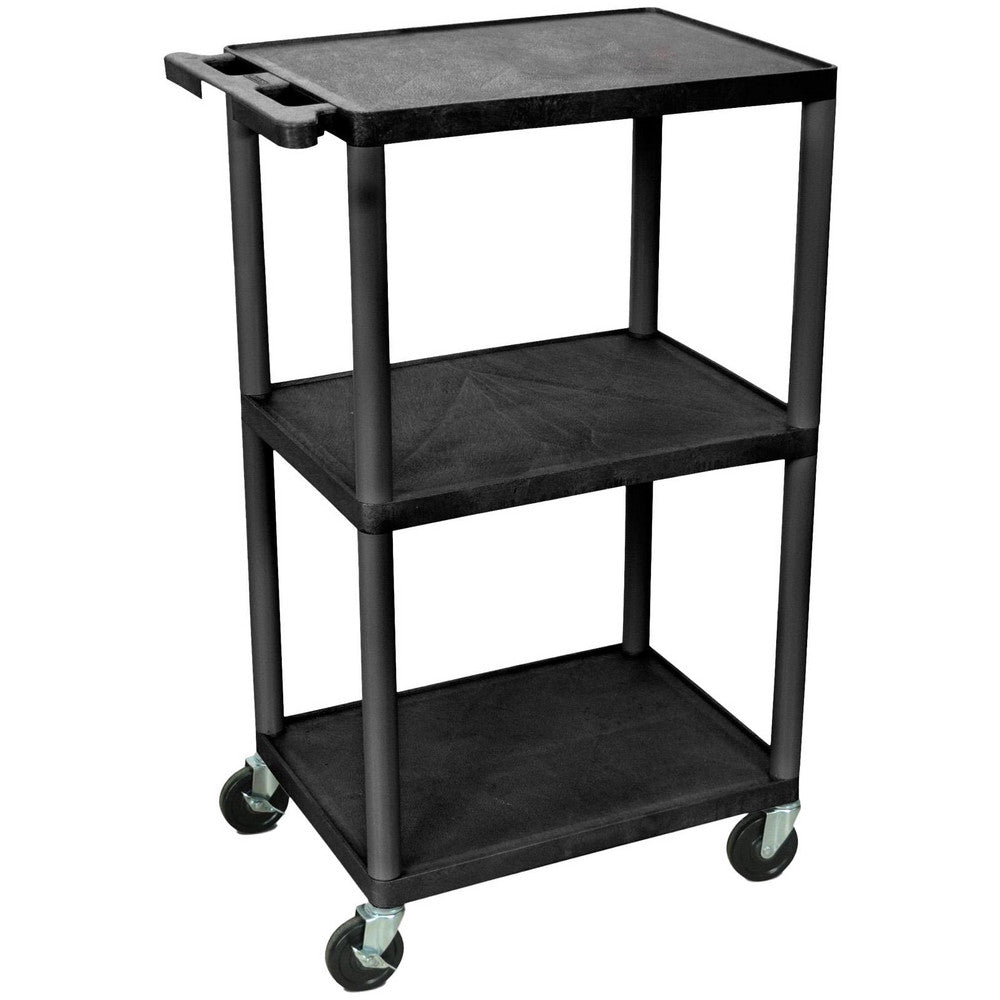 Luxor UCPL2-B Utility Utility Cart 24" Long, 18" Wide, Recycled Molded Plastic, 300 lb Capacity, Black