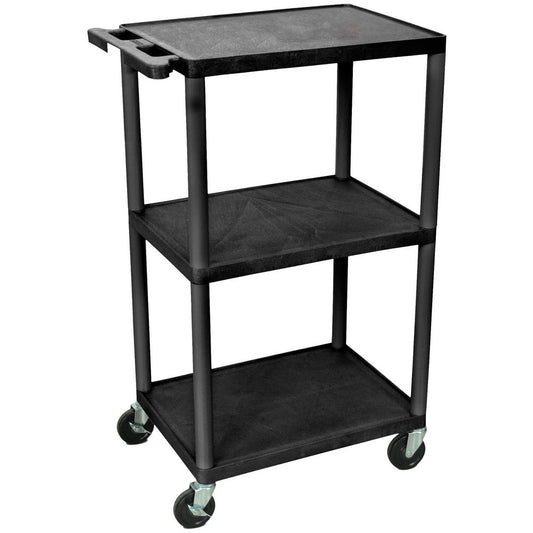 Luxor UCPL2-B Utility Utility Cart 24" Long, 18" Wide, Recycled Molded Plastic, 300 lb Capacity, Black