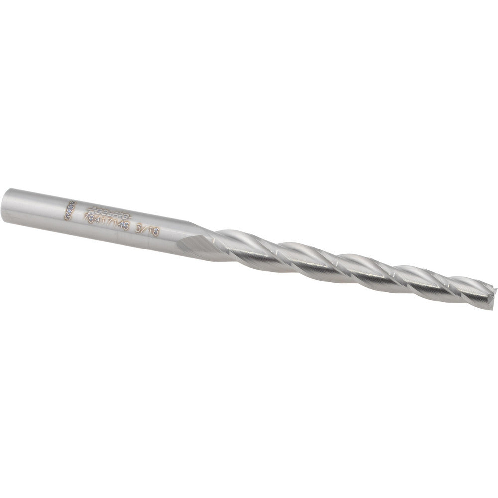 Accupro 76417146 Tapered End Mill 1 deg Angle per Side, 3/16" Small Dia, 1-7/8" LOC, 3 Flute, Solid Carbide, Square End