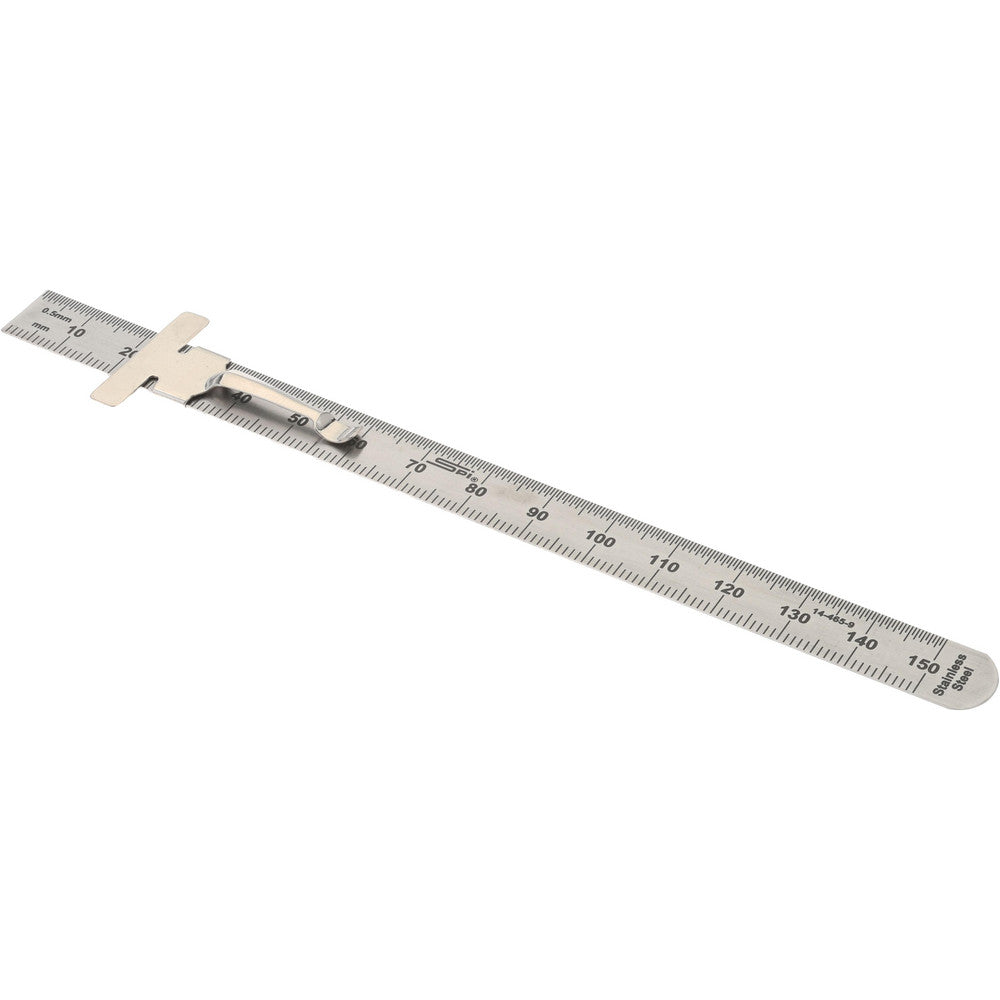 SPI 14-465-9 Steel Rule 6" OAL, Metric Graduation, Flexible, 1/2" OAW