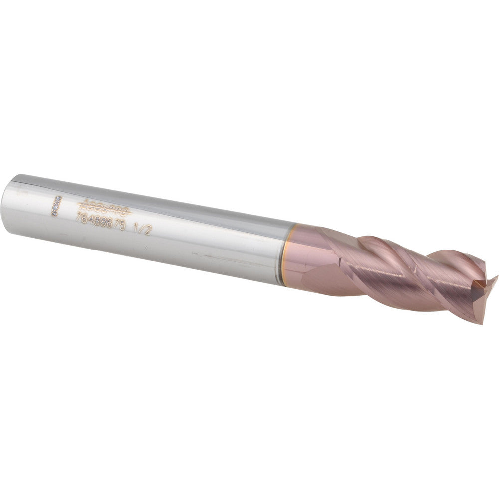 Accupro 76488675 Square End Mill 1/2'' Dia, 1'' LOC, 1/2'' Shank Dia, 4'' OAL, 3 Flutes, Solid Carbide