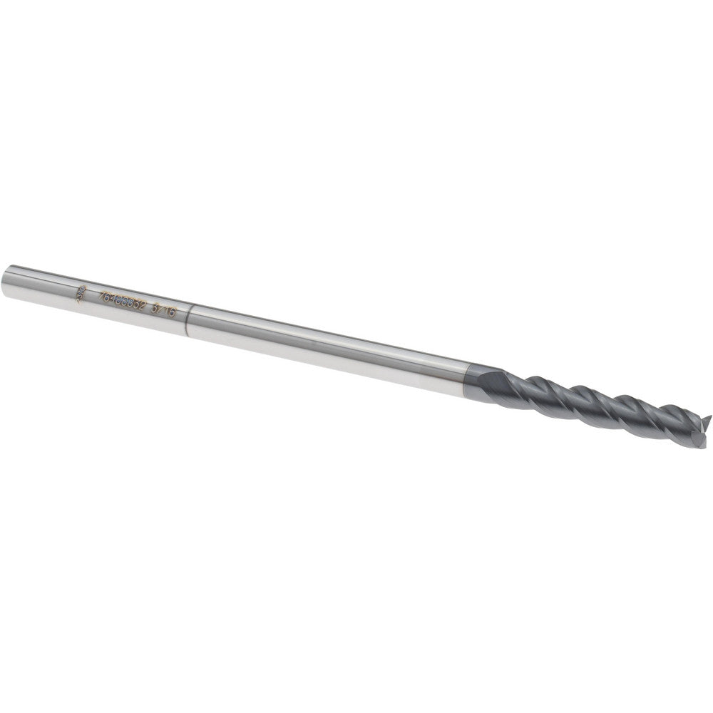 Accupro 76488832 Square End Mill 3/16'' Dia, 1'' LOC, 3/16'' Shank Dia, 4'' OAL, 3 Flutes, Solid Carbide
