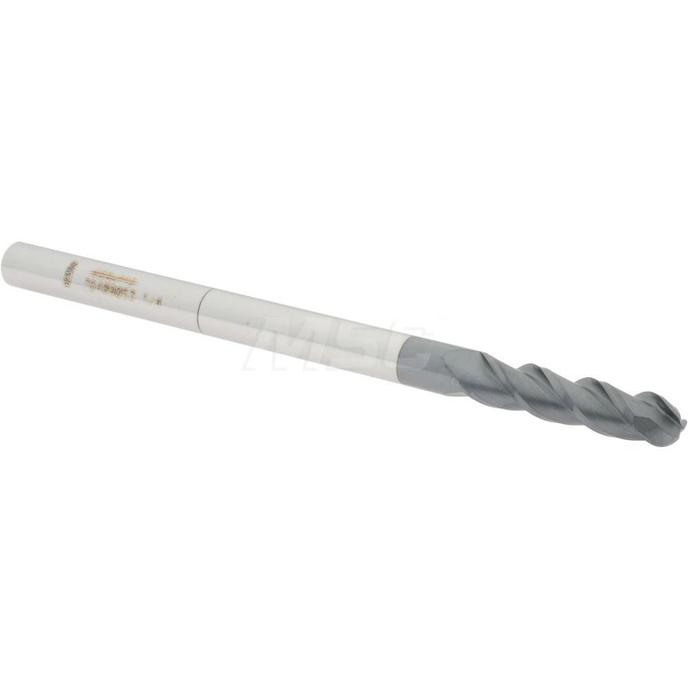 Accupro 76489053 Ball End Mill 0.25" Dia, 1" LOC, 3 Flute, Solid Carbide