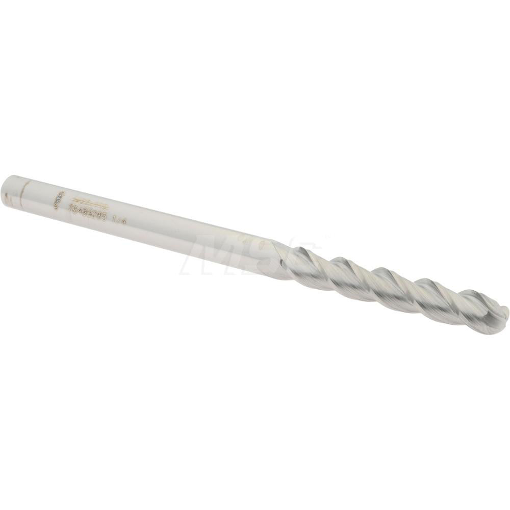Accupro 76489285 Ball End Mill 0.25" Dia, 1.5" LOC, 3 Flute, Solid Carbide