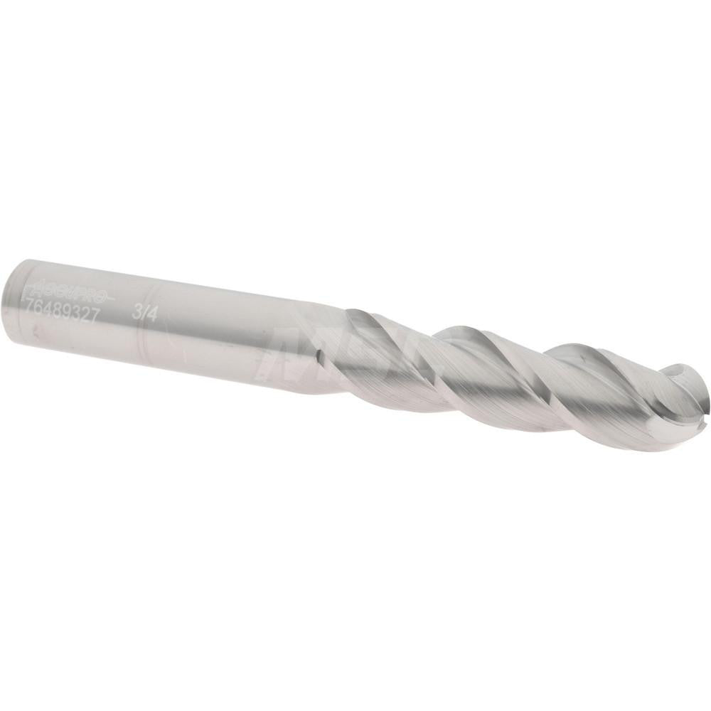 Accupro 76489327 Ball End Mill 0.75" Dia, 3" LOC, 3 Flute, Solid Carbide