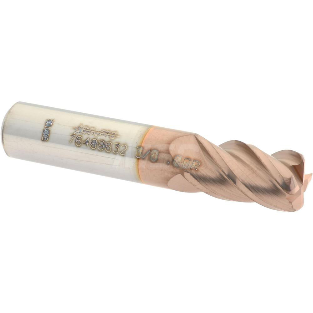 Accupro 76489632 Corner Radius End Mill 3/8" Dia, 5/8" LOC, 0.06" Radius, 4 Flutes, Solid Carbide