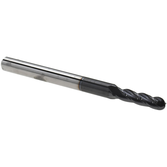 Accupro 76489681 Ball End Mill 0.0984" Dia, 0.3937" LOC, 4 Flute, Solid Carbide