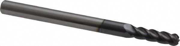 Accupro 76489707 Ball End Mill 0.1378" Dia, 0.4724" LOC, 4 Flute, Solid Carbide
