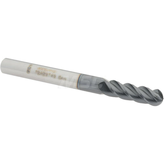 Accupro 76489749 Ball End Mill 0.2362" Dia, 0.748" LOC, 4 Flute, Solid Carbide