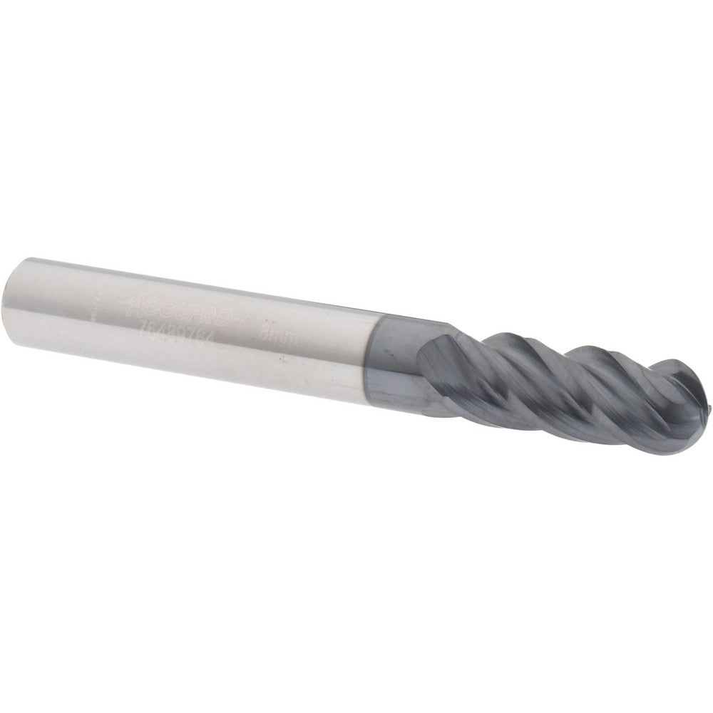 Accupro 76489764 Ball End Mill 0.315" Dia, 0.7874" LOC, 4 Flute, Solid Carbide