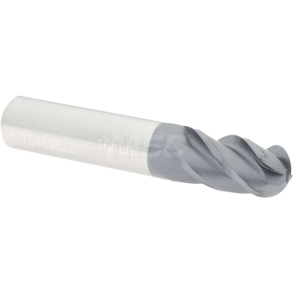 Accupro 76489822 Ball End Mill 0.6299" Dia, 1.2598" LOC, 4 Flute, Solid Carbide